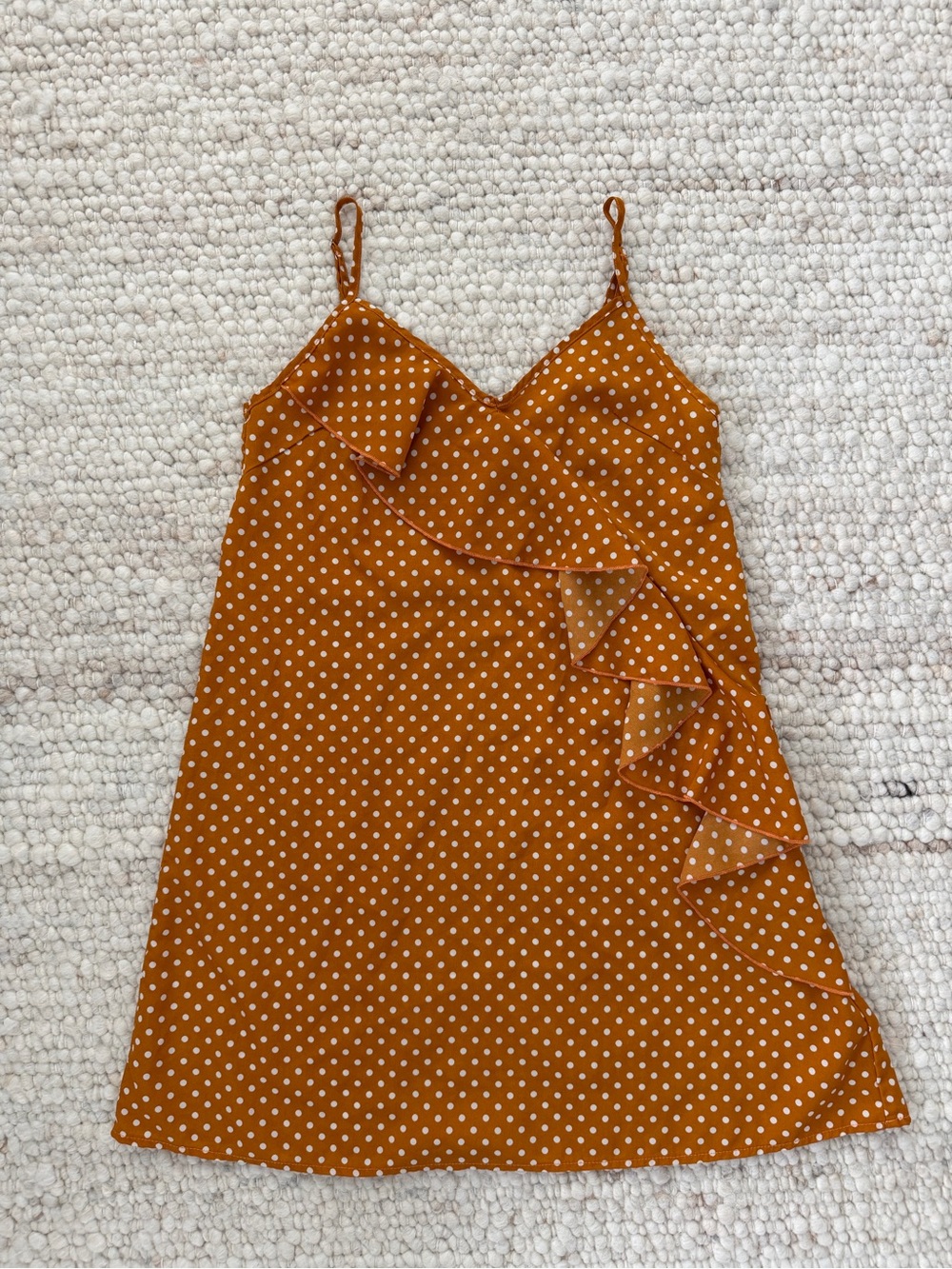 In The Style Polka Dot Slip Dress in Rust
